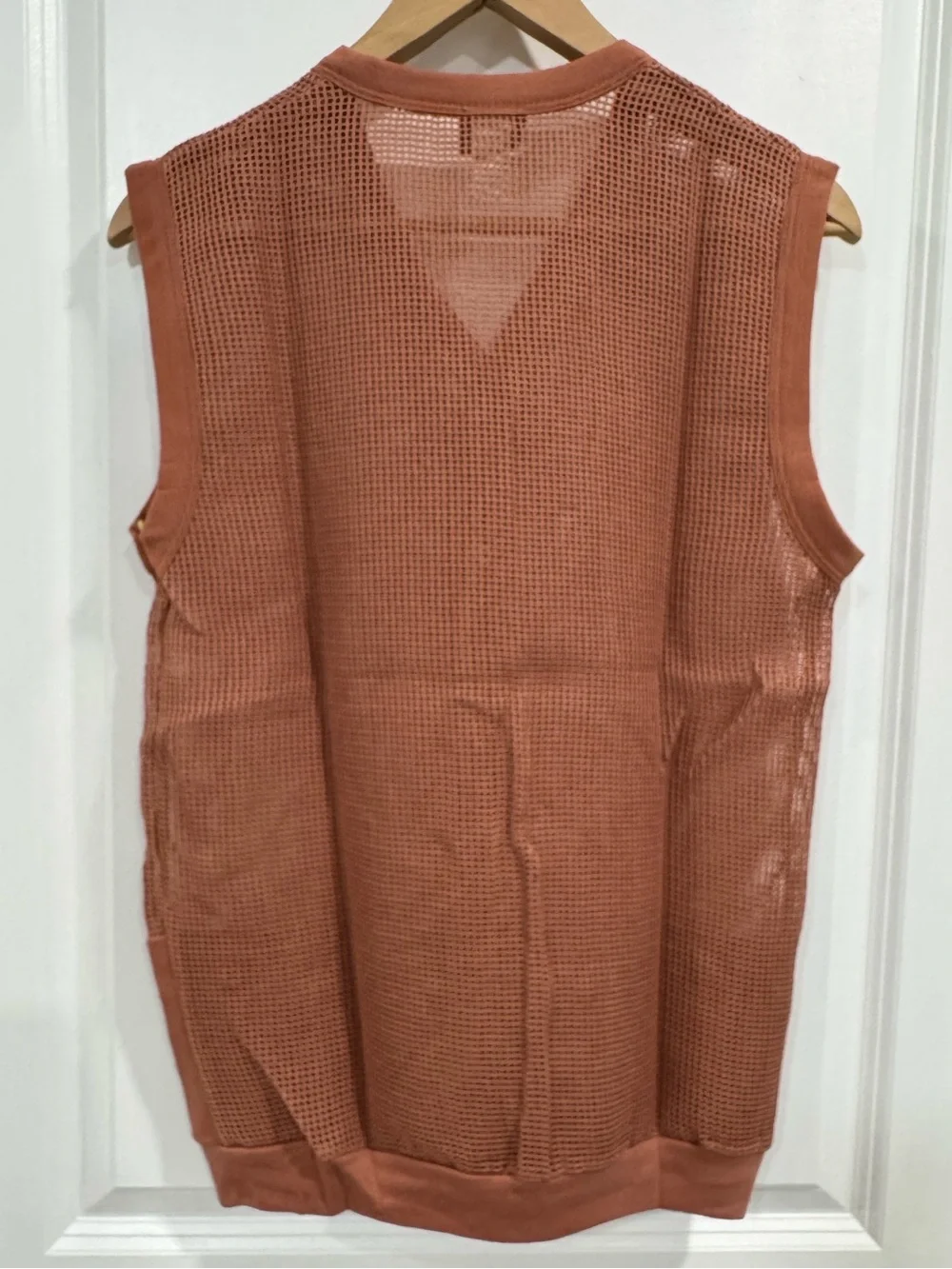 Vintage Honey Mesh Snap Front Utility Vest Medium Terracotta Rust Brown